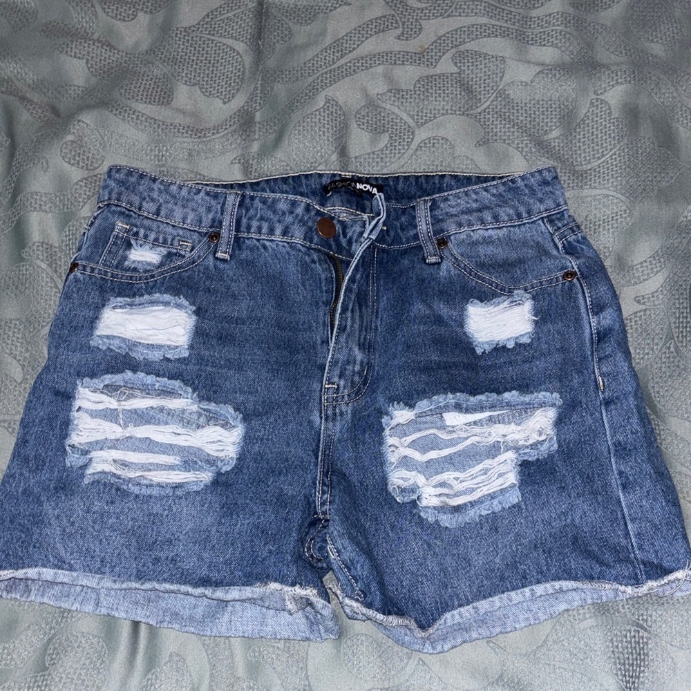 Fashion Nova Distressed Blue Jean Shorts